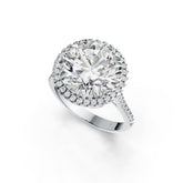 10K Gold Semi Mount Ring Setting Round RD 12.5mm Halo Moissanite Accent DHJ