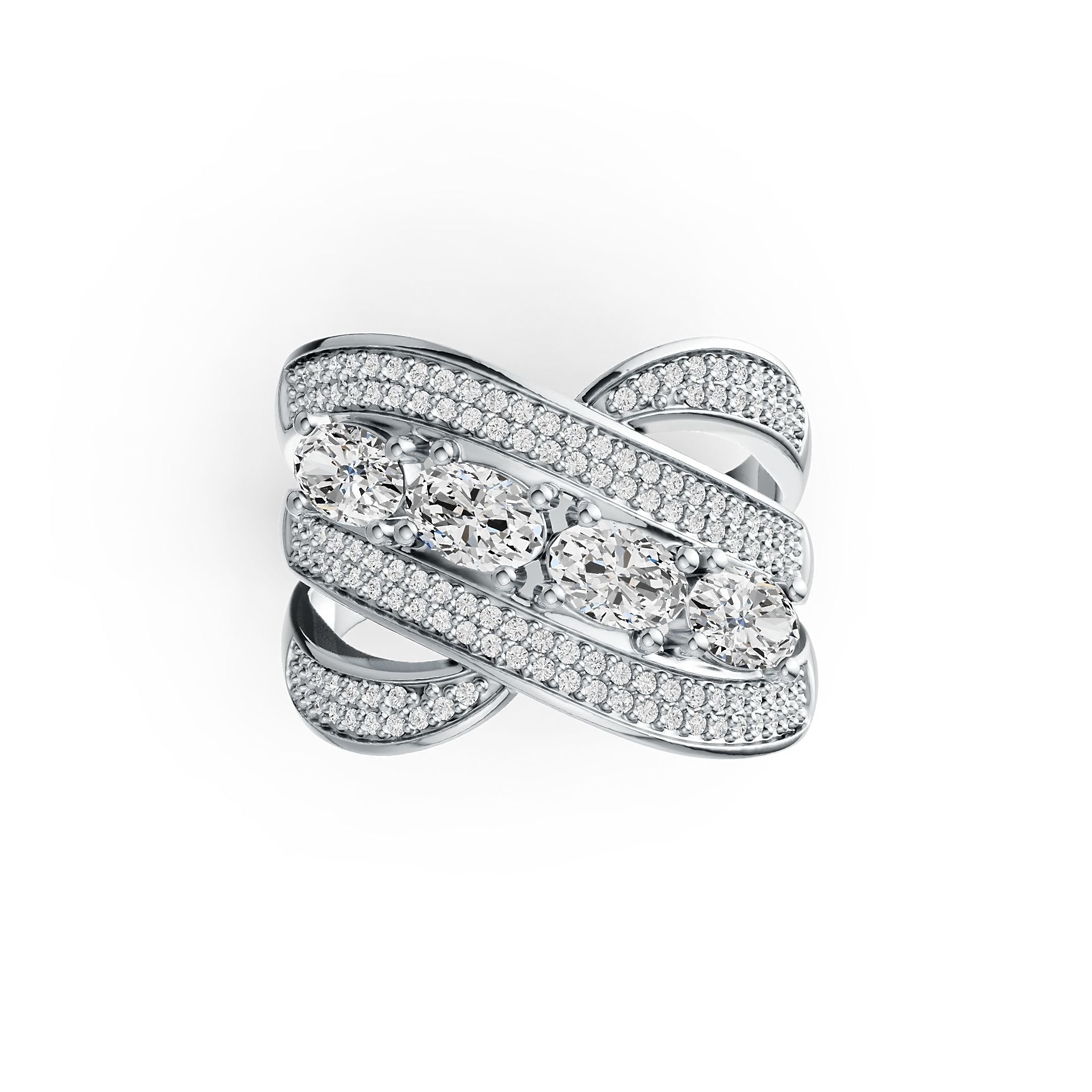 Sterling Silver Semi Mount Ring Setting Oval OV 6X4mm with White Topaz DHJ