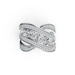 Sterling Silver Semi Mount Ring Setting Oval OV 6X4mm with White Topaz DHJ