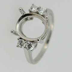 Platinum Semi Mount Ring Setting OV 12x10mm Diamond Accent Syzjewelry