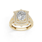 18K Gold Semi Mount Ring Setting Cushion Cu 5x7mm Diamond Accent Syz Jewelry