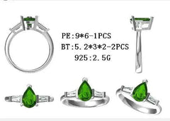 Platinum Semi Mount Ring Setting Pear PE 9X6mm Diamond Accent DHJ