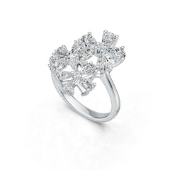 14K Gold Semi Mount Ring Setting Pear PE 5x3mm PE 4x2mm Diamond Accent DHJ