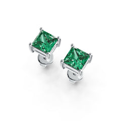 18K Gold Semi Mount Earrings Setting Princess SQ 5x5mm DHJ