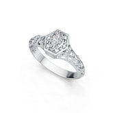 10K Gold Semi Mount Ring Setting Oval OV 6X4mm Art Deco Style Moissanite Accent DHJ