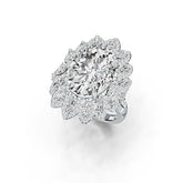 10K Gold Semi Mount Ring Setting Oval OV 16X12mm Flower Theme Moissanite Accent DHJ