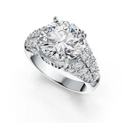 Platinum Semi Mount Ring Setting Round RD 10.5mm Diamond Accent DHJ