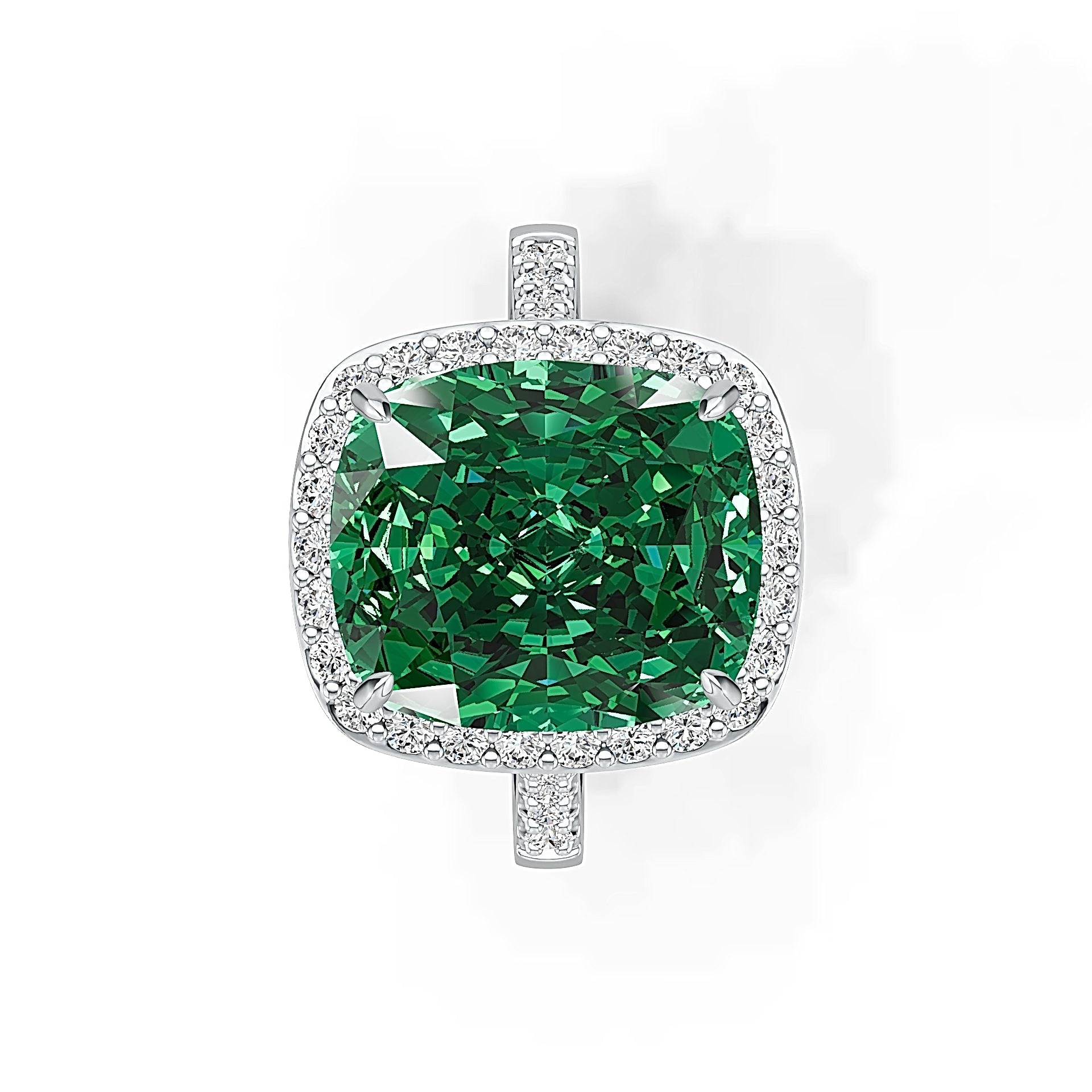 Sterling Silver Semi Mount Ring Setting Cushion CU 14X12mm Halo DHJ