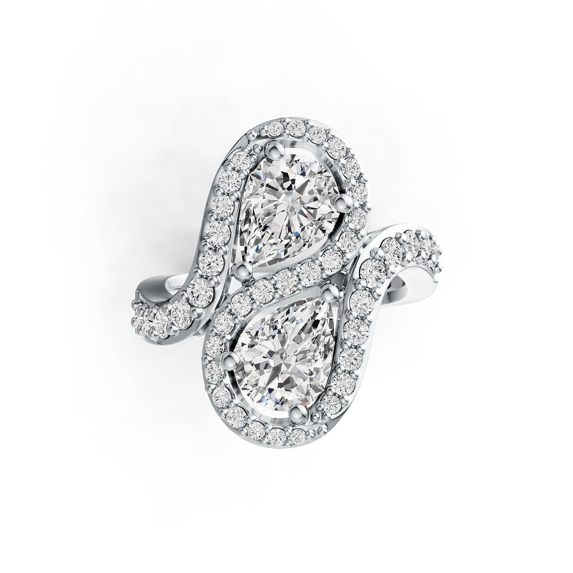 Sterling Silver Semi Mount Ring Setting Pear PE 8X6mm Bypass DHJ