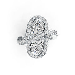 Sterling Silver Semi Mount Ring Setting Pear PE 8X6mm Bypass DHJ