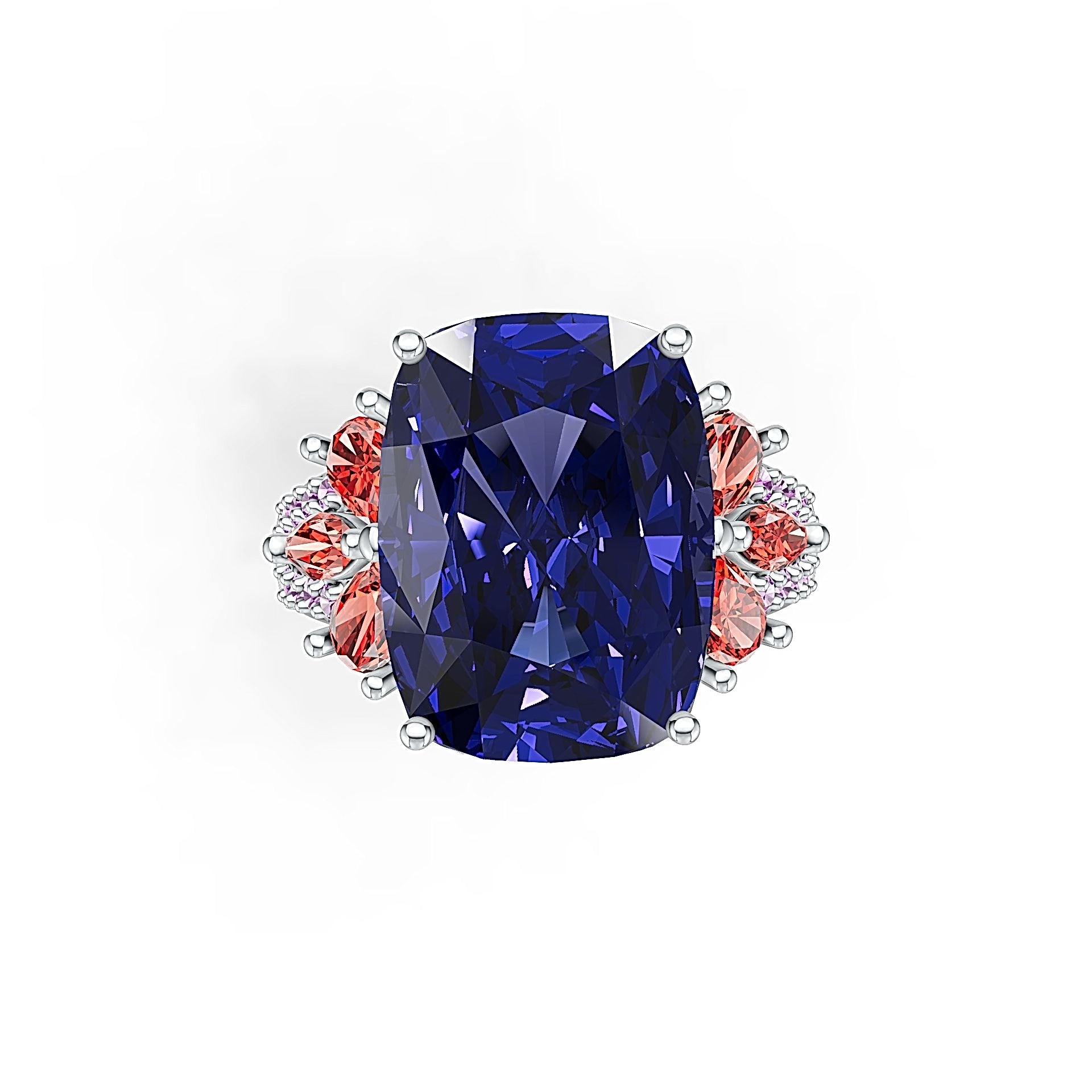 Sterling Silver Semi Mount Ring Setting Cushion CU 17X13MM PE 5X3MM DHJ