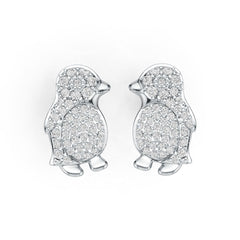 10K Gold Earrings with or Moissanite Penguin Theme Moissanite Accent DHJ