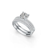 14K Gold Semi Mount Ring Setting Round RD 7X7mm Engagement Ring Set Diamond Accent DHJ