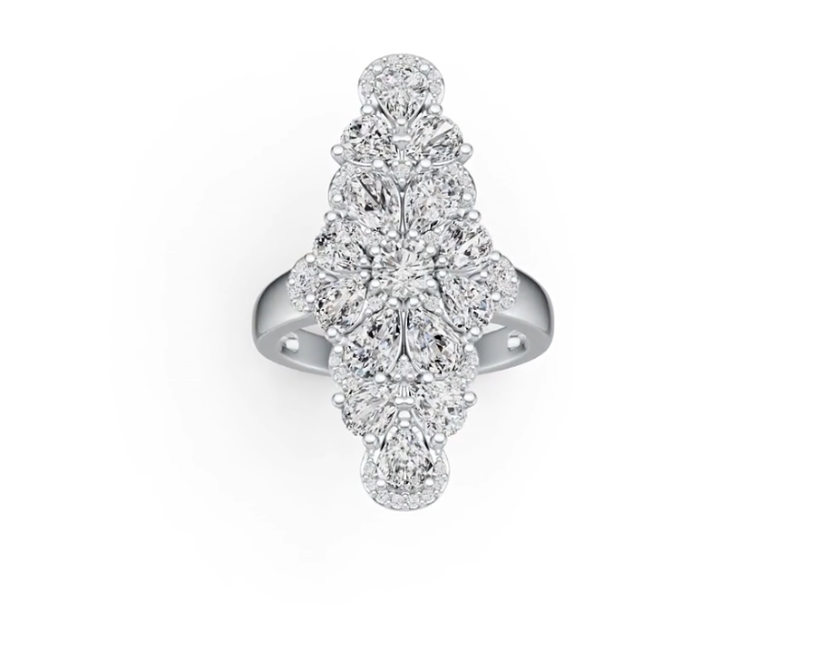 Sterling Silver Semi Mount Ring Setting Pear PE 6X4mm RD 4.5x4.5mm DHJ