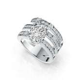 18K Gold Semi Mount Ring Setting Oval OV 9X7mm Triple-Band Diamond Accent DHJ