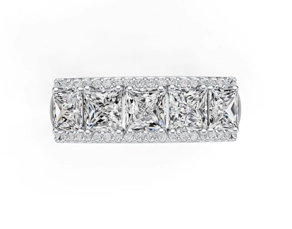 Sterling Silver Semi Mount Ring Setting Princess SQ 4X4mm with White Topaz Syzjewelry