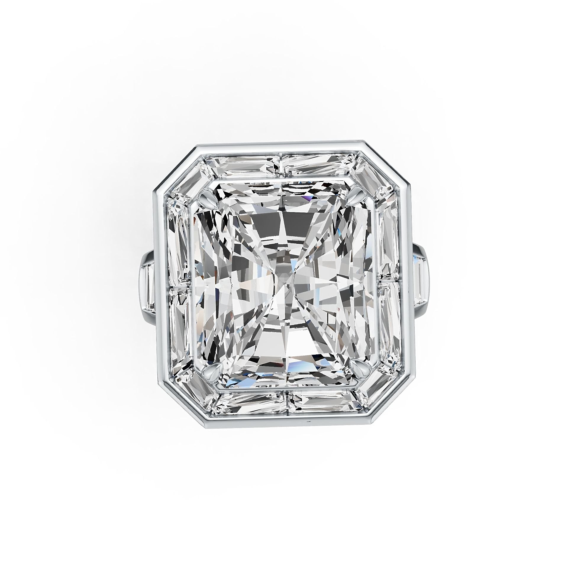 Sterling Silver Semi Mount Ring Setting Emerald OCT 15x13mm DHJ