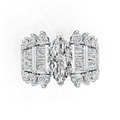 Sterling Silver Semi Mount Ring Setting Marquise MQ 14X7mm with White Topaz DHJ