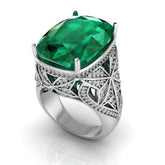 Platinum Semi Mount Ring Setting Cushion CU 18X13mm Cocktail Ring DHJ