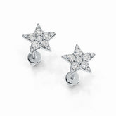 10K Gold Earrings Star Theme with White Topaz or Moissanite Stud Moissanite Accent DHJ
