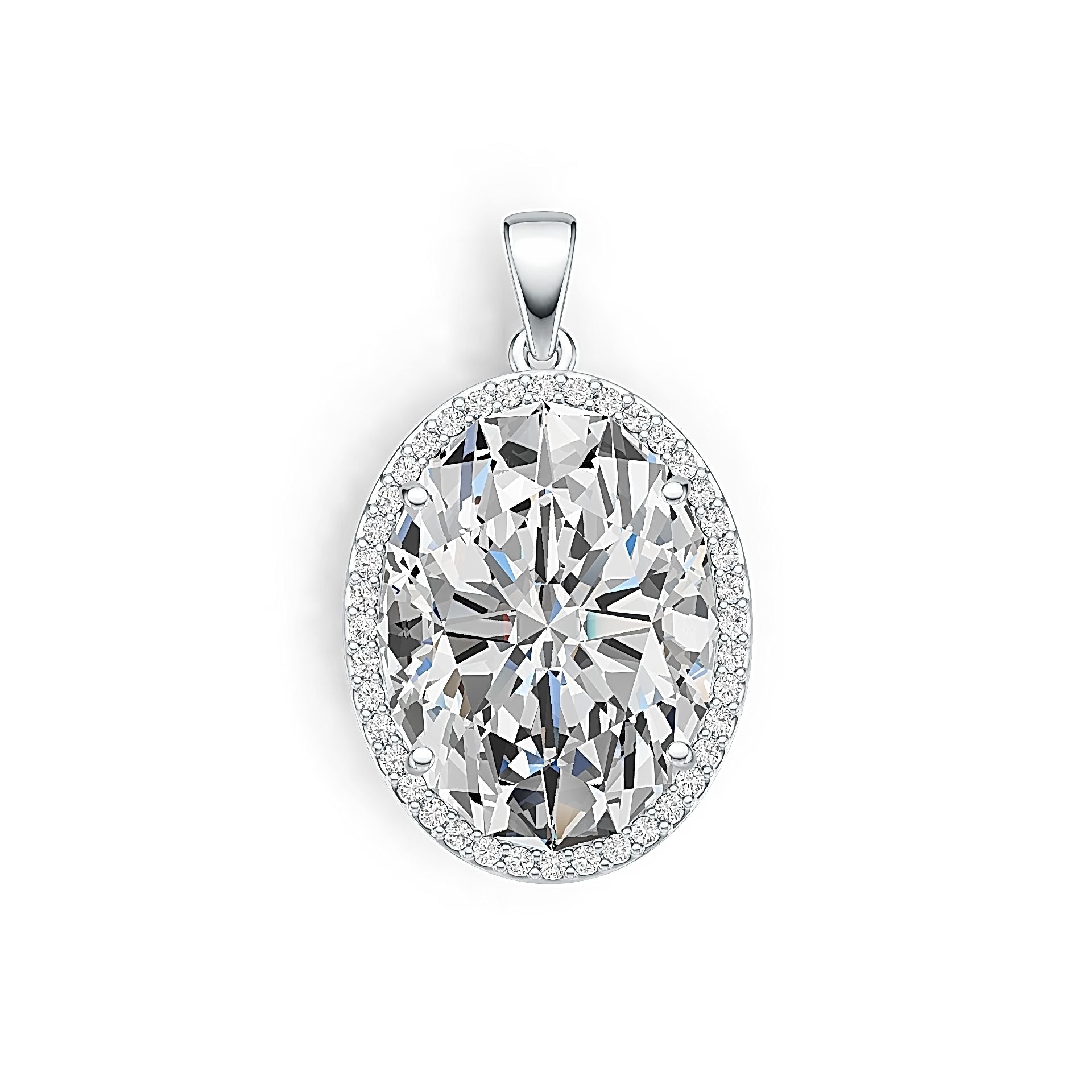 10K Gold Semi Mount Pendant Setting Oval OV 21X16mm Moissanite Accent DHJ