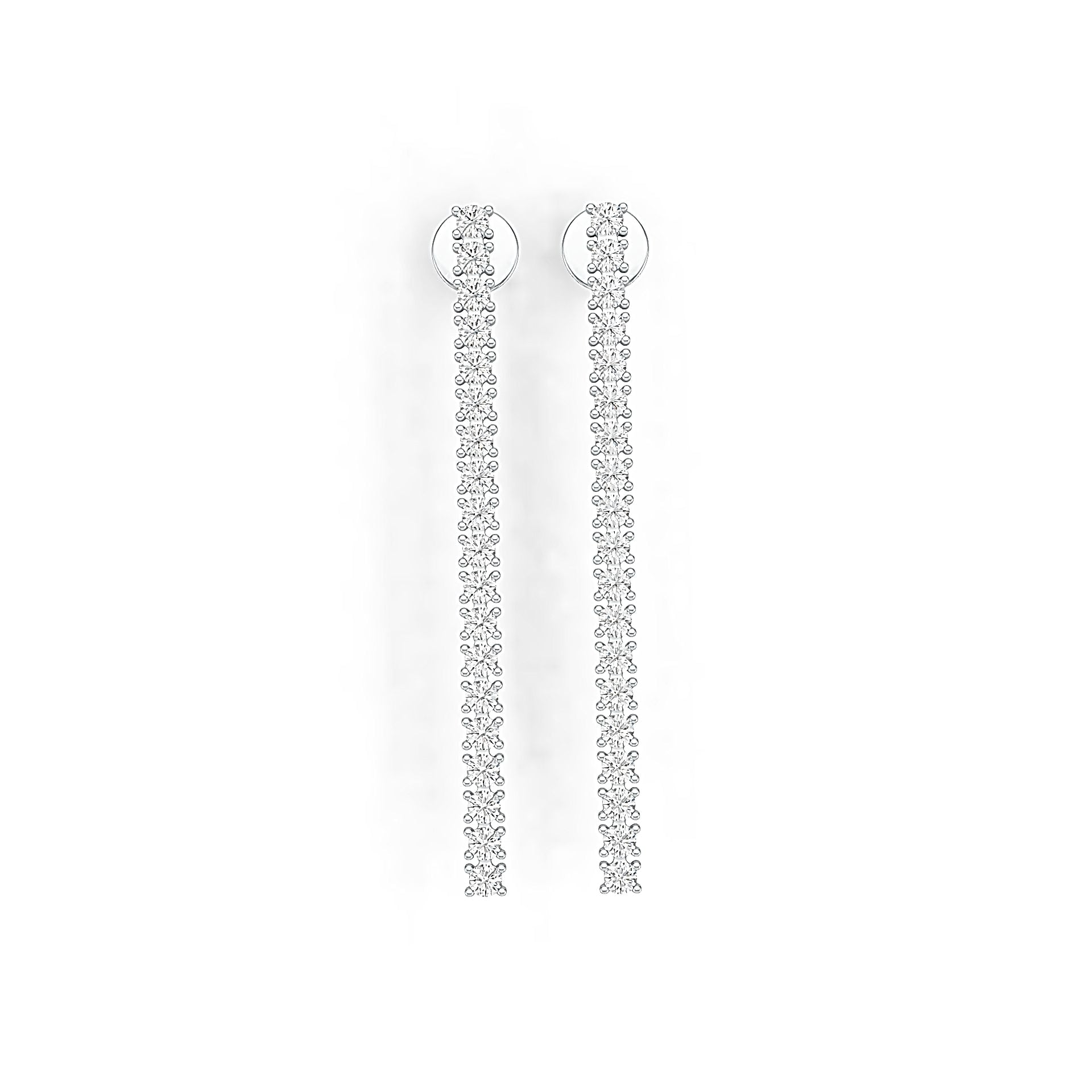 Sterling Silver Earrings Linear Drop Dangle with White Topaz or Moissanite DHJ
