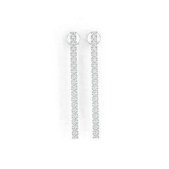 Sterling Silver Earrings Linear Drop Dangle with White Topaz or Moissanite DHJ
