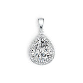 10K Gold Semi Mount Pendant Setting Pear PE 12x8mm W/ White Topaz Syzjewelry
