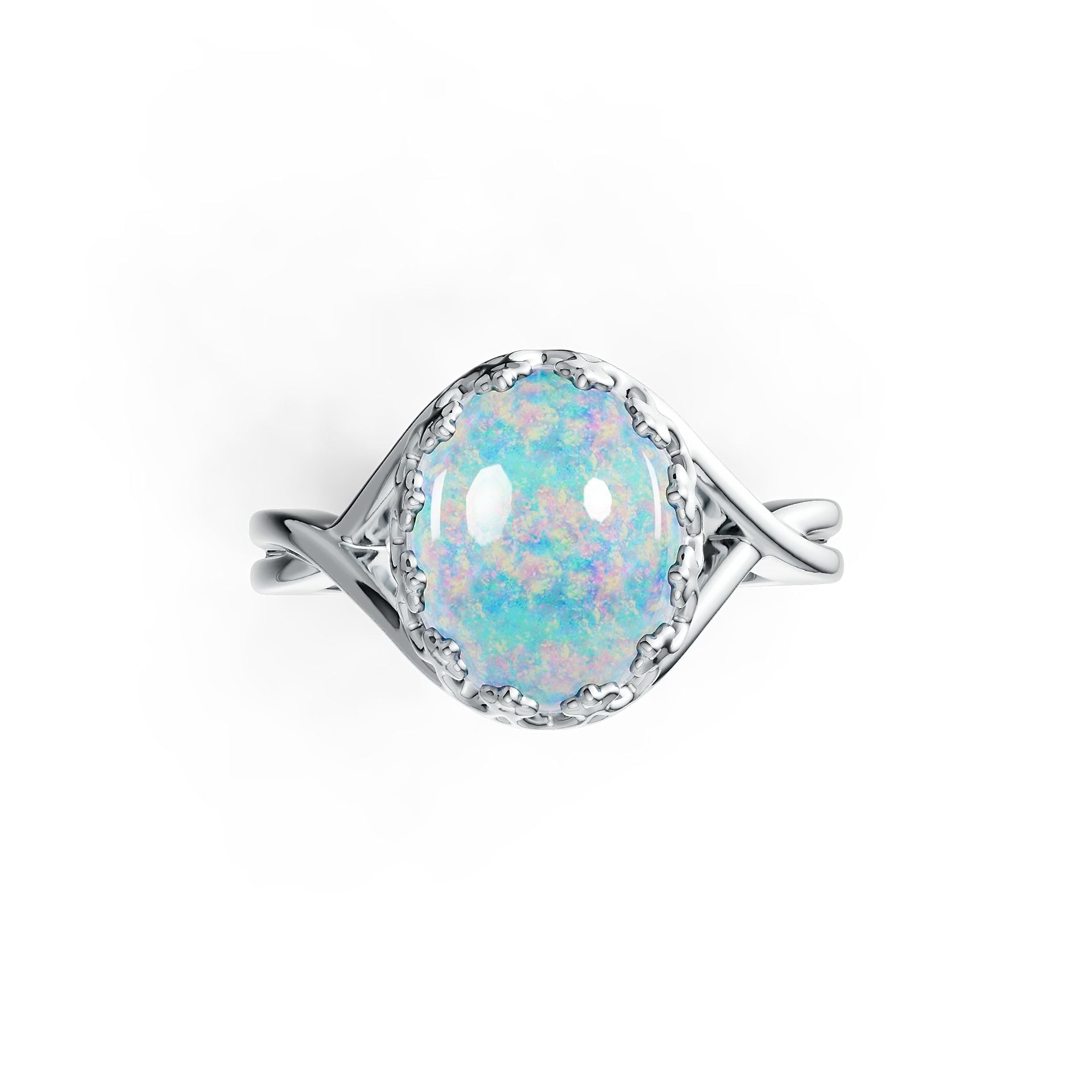 Sterling Silver Semi Mount Ring Setting Oval OV 11X9mm Split Shank Art Nouveau DHJ