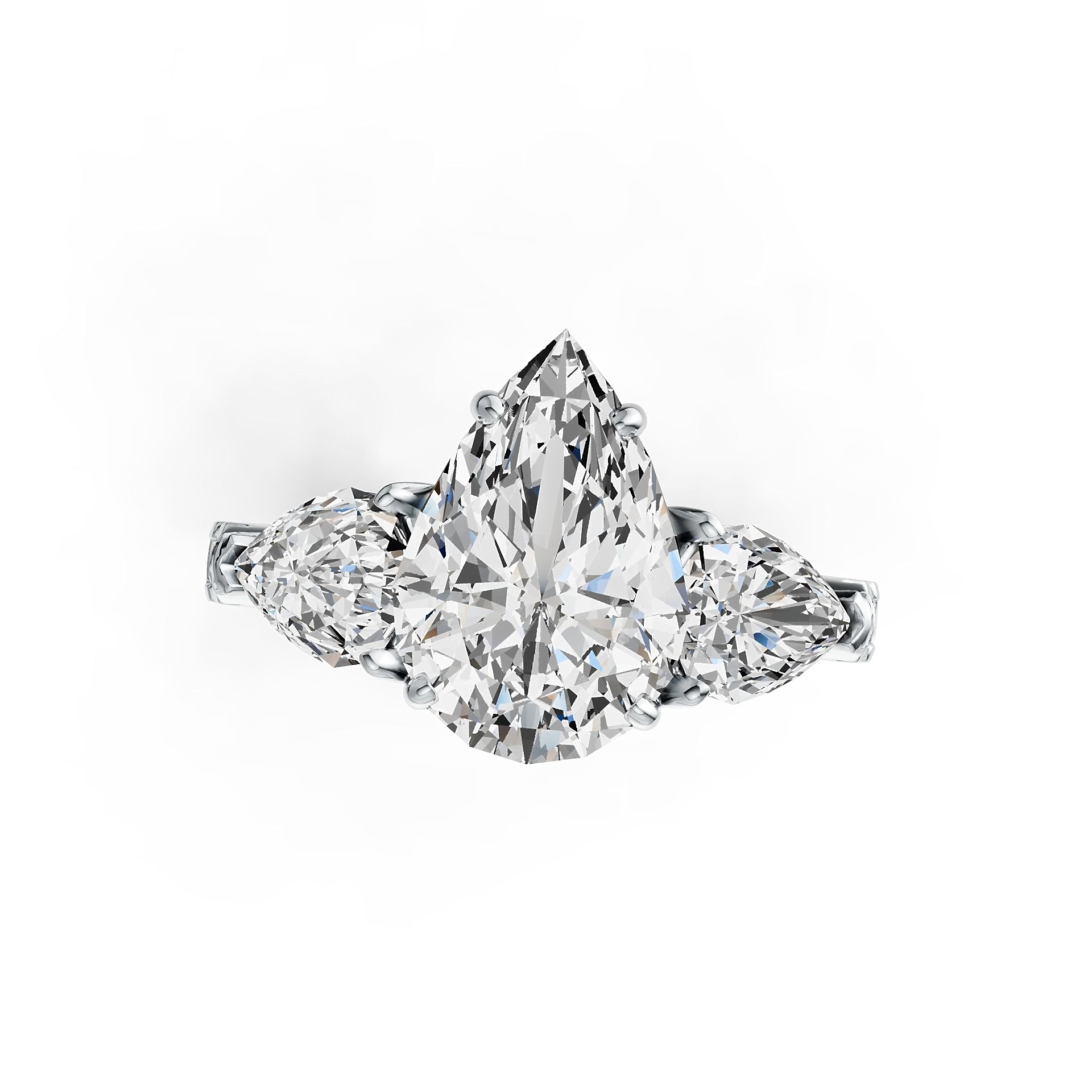 Sterling Silver Semi Mount Ring Setting Pear PE 12X8mm PE 7X5mm DHJ