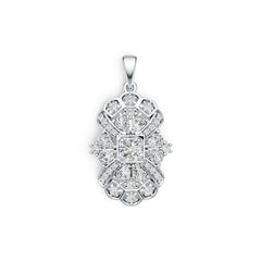 Platinum Semi Mount Pendant Setting Round RD 5X5mm Diamond Accent DHJ