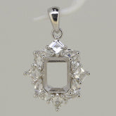 10K Gold Semi Mount Pendant Setting OCT 9x7mm W/ Moissanite Accent Syzjewelry