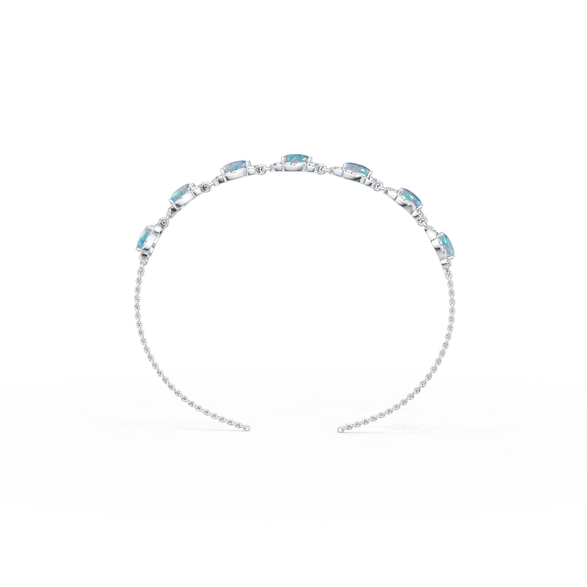 Sterling Silver Semi Mount Tennis Bracelet Setting Cushion CU 6X4mm Cabochon DHJ