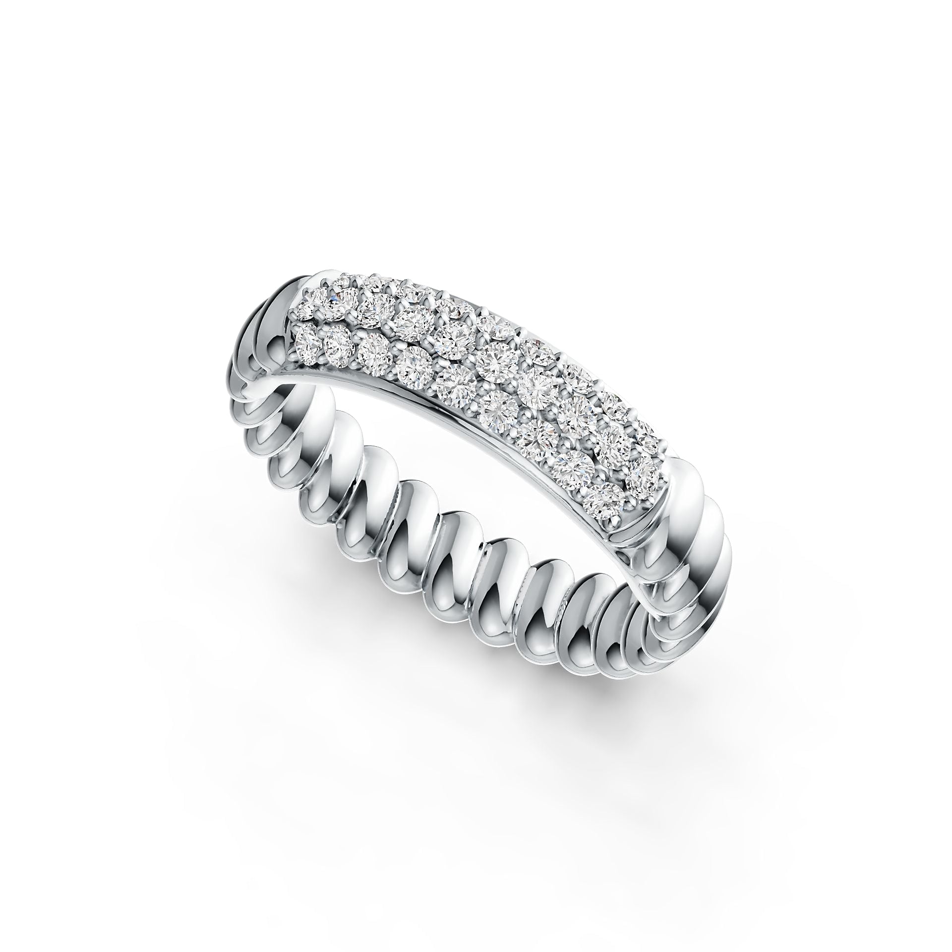 10K Gold Half Enternity Band Ring with Rope Band with White Topaz or Moissanite Moissanite Accent DHJ