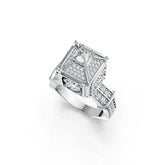 Platinum Semi Mount Ring Setting Round RD 5x5mm SQ 4x4mm Diamond Accent DHJ