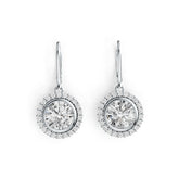 10K Gold Semi Mount Earrings Setting Round RD 8x8mm Halo Moissanite Accent DHJ