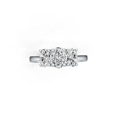 Sterling Silver Semi Mount Ring Setting Oval OV 7X5mm OV 6X4mm 3 Stone Ring DHJ