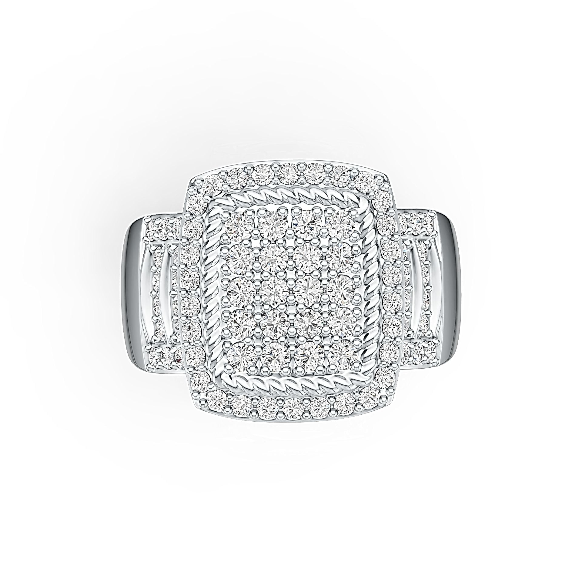 Sterling Silver Ring Square-Shaped with White Topaz or Moissanite DHJ