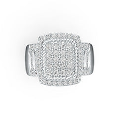 Sterling Silver Ring Square-Shaped with White Topaz or Moissanite DHJ