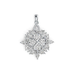 14K Gold Semi Mount Pendant Setting Trillion TR 6X6mm MQ 6X3mm Diamond Accent DHJ