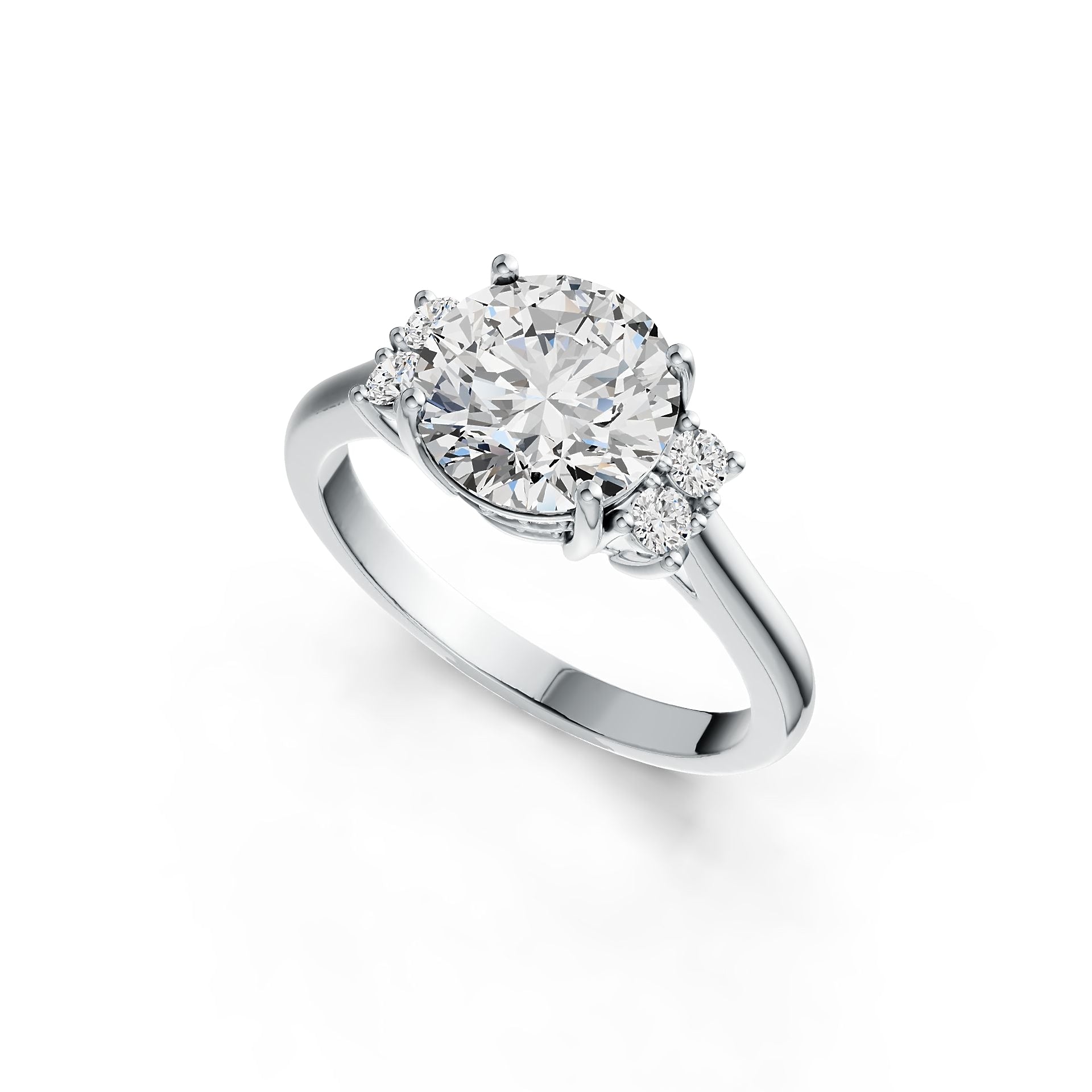 14K Gold Semi Mount Ring Setting Round RD 10x10mm Diamond Accent DHJ