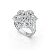 14K Gold Semi Mount Ring Setting Round RD 6x6mm Flower Theme Split Shank Diamond Accent DHJ