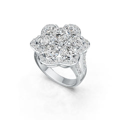 14K Gold Semi Mount Ring Setting Round RD 6x6mm Flower Theme Split Shank Diamond Accent DHJ