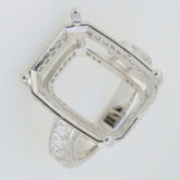 18K Gold Semi Mount Ring Setting Emerald OCT 20X15mm Accent Shank Channel Set Shank Diamond Accent Syzjewelry