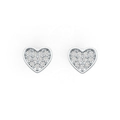 14K Gold Earrings with or Moissanite Heart Stud Diamond Accent DHJ