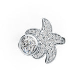 10K Gold Semi Mount Ring Setting Round RD 8x8mm with Moissanite Accent DHJ