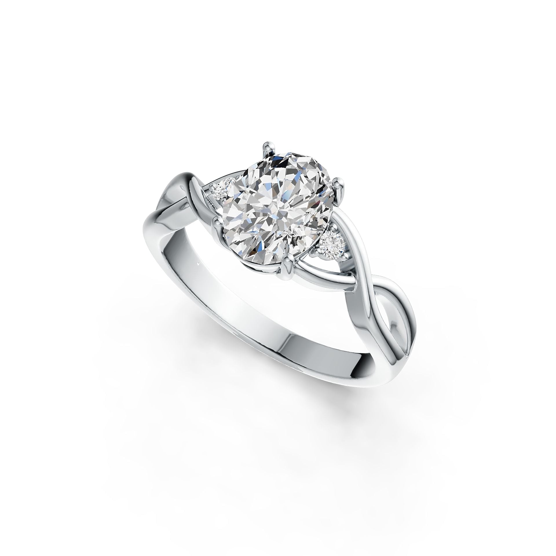 10K Gold Semi Mount Ring Setting Oval OV 9X7mm Twist Shank Moissanite Accent DHJ