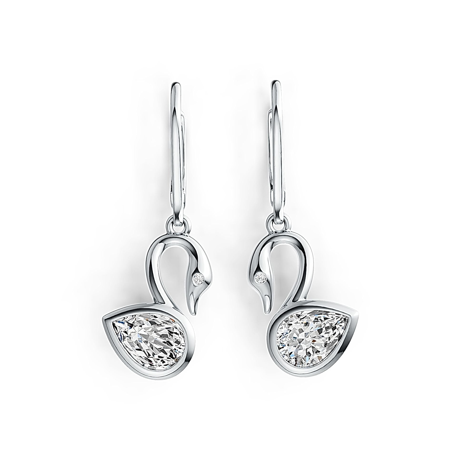 Sterling Silver Semi Mount Earrings Setting Pear PE 7X5mm Swan Theme - Syzjewelry