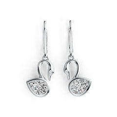Sterling Silver Semi Mount Earrings Setting Pear PE 7X5mm Swan Theme - Syzjewelry