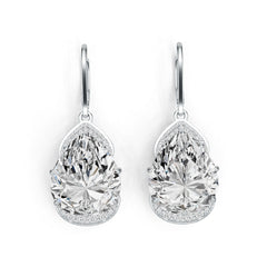 18K Gold Semi Mount Earrings Setting Pear PE 14X12mm Diamond Accent DHJ